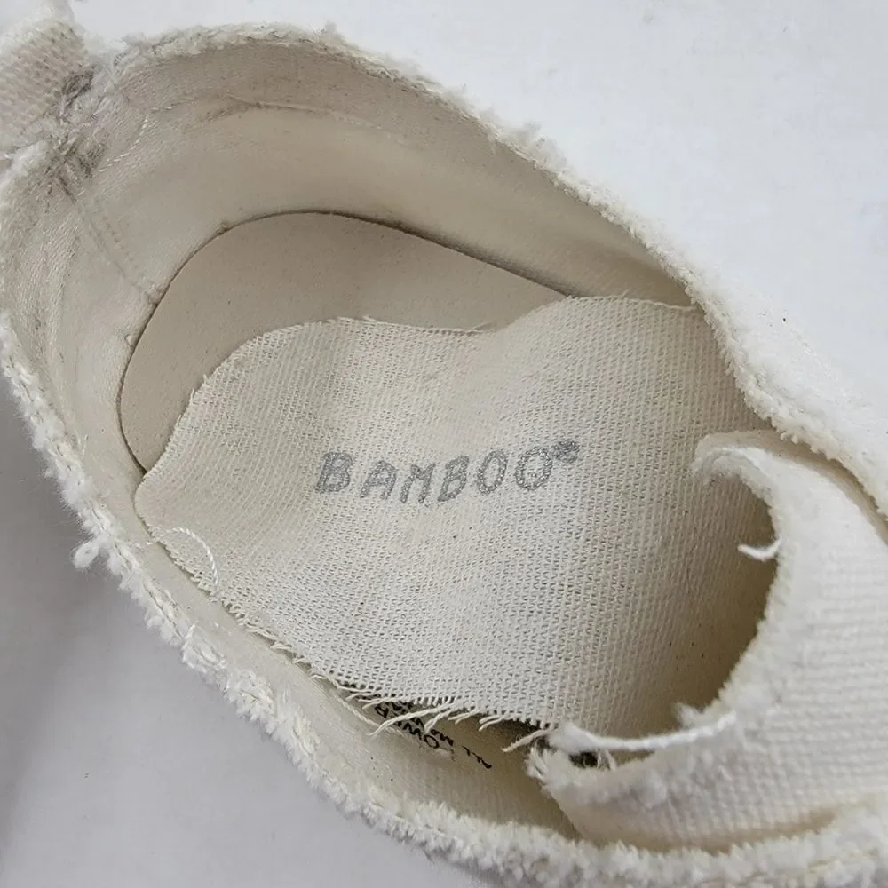 Bamboo Canvas Solid White Sneakers Shoes
